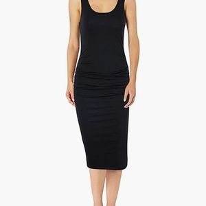 Black ruched midi dress